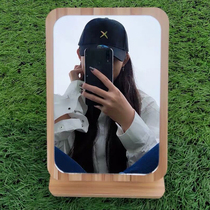  Wooden large makeup mirror Desktop desktop portable folding small dormitory students can stand office female ins wind