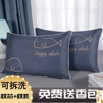 A pair of pillows Student dormitory bedroom single double cervical spine protection cute cartoon pillow pillow core plus pillowcase