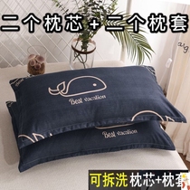  Pillow with pillowcase Single household double cute cartoon male and female students a pair of Korean siesta small low pillow