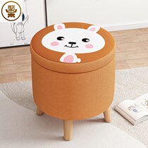 Round stool soft sitting home lazy people change shoes stool Net Red childrens bedroom cute sofa stool solid wood storage low stool door