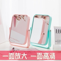 Double-sided makeup mirror Desktop dressing mirror Rotating mirror Beauty princess mirror with enlarged desktop desktop mirror HD