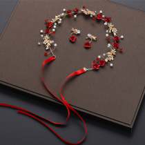 Bridal headdress Korean super Fairy toast hair ornaments Red simple atmospheric wedding wedding dress toast clothing accessories
