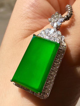 Natural a goods Jade trouble brand pendant ice seed full Yang green violet Emerald 18K inlaid jade pendant pendant