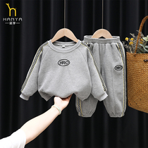 Childrens spring clothing clothing suit boy Two sets of 2022 new male baby spring and autumn handsome Warwaggi sportswear