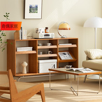 Solid Wood Bookcase Living-room Floor Cabinet Minimalist Modern Magazine Cabinet Nemesis Red Display Cabinet Stainless Steel Containing Cabinet Shelve