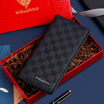 Paul 2022 New Tide Signs Mens Real Leather Long Wallet Bull Leather Soft Leather Clips Youth Slim-thin Card Boys