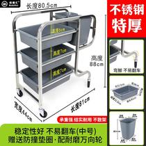 Hotel stainless steel hand push plate collection car tableware collection car restaurant restaurant restaurant three-storey canteen trolley dining car