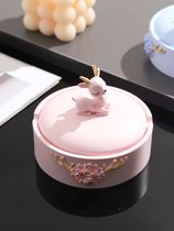 Ashtray creative personality trend household 2021 light luxury ash cylinder with cover cute girl cartoon Net red living room