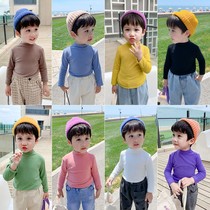 Childrens clothing boys long sleeve T-shirt 2021 new girls half high neck base shirt childrens coat autumn baby tide