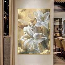 Hand-painted oil painting modern simple light luxury golden flower decoration painting living room porch corridor painting sofa background wall