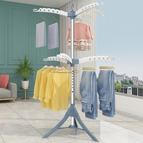 Drying rack floor folding bedroom cool clothes home retractable clothes bar balcony baby drying hanger artifact