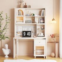 Corner Desk Bookcase Bookcase All-child Study Desk Bedroom Computer Desk Method Cream White Swivel Table