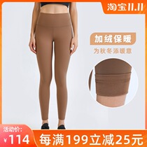 2021 autumn and winter upgrade plus velvet yoga pants warm high waist abdominal running exercise fitness ankle-length pants