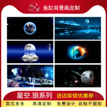 Fish tank background painting stickers custom HD 3D Super White tank red golden dragon fish landscaping decoration picture exterior stickers self-adhesive black