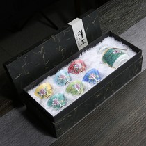 Jingdezhen grilled flower tea set kung fu tea set Japanese lifting beam pot one pot six Cup home with gift box