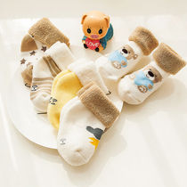 Plush socks baby baby socks autumn and winter childrens socks boys and girls cotton socks thickened 0 to 3 months