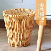 Rattan simple storage trash can Living room paper basket Willow garbage household bucket Bamboo environmental protection toilet basket