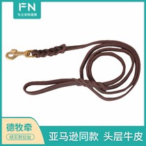 Head floor new traction with cow leather dog chain sub gold wool cow leather traction rope in large canine traction rope