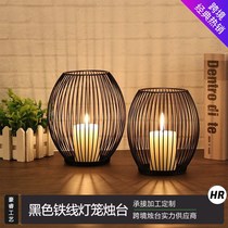 Popcorn 2022 new black lantern candle holder metal retro iron art candle holder Romantic Christmas Wax Candle Holder