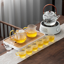 Glass tea set home kung fu tea cup tea tray Japanese living room office high grade tea making tea teapot small set