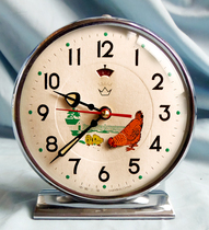 Energy Hall (antique) Rare gem brand big round chicken pecking rice (chicken head will move)mechanical alarm clock test