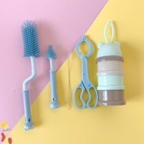 Baby silicone bottle brush cleaning brush set nipple brush 360 degree rotating baby cleaning artifact no dead angle