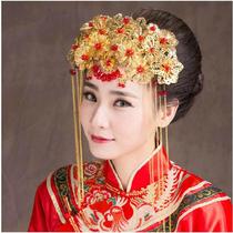Factory wholesale Xiuhe clothing cheongsam compound bride costume headdress jewelry performance photo studio wedding tassel phoenix crown