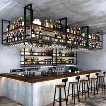 Bar hanger wine rack hanging shelf restaurant wall hanging wine cabinet upside down wine glass rack industrial style bar hanging cabinet