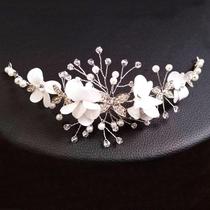 Korean girl bride wedding styling fabric flower alloy diamond butterfly hair band headband headwear hair accessories