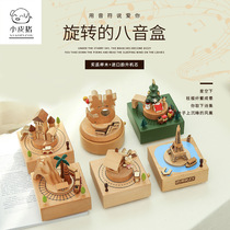 * Rotating music box to send girlfriends gifts factory direct creative gifts wooden crafts roller coaster music