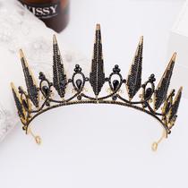Bride Crown Europe and America Hot Baroque Black Crown Hair Hoop Bride Hair Decoration Birthday Crown