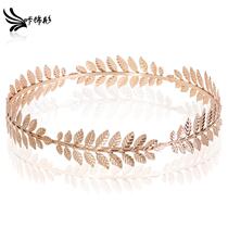 Creative new bride hair hoop Baroque metal leaf headband headdress European and American hair band wholesale