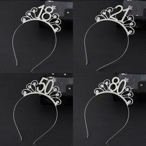 New European and American birthday head hoop 18 digital birthday crown bride party banquet rhinestone hair hair hoop female