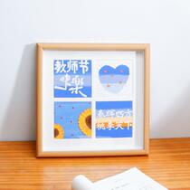 Hand painted oil painting stick paper mounted picture frame square 49 Palace lattice photo frame hollow solid picture frame hanging wall hanging wall