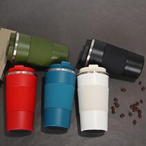 Foreign Trade New Stainless Steel Double Layer Coffee Cup Creative Mark Office Water Cup On-board Portable Insulation Cup Wholesale