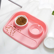 Dog Bowl Transparent Double Bowl Cat Food Bowl Water Bowl Cat Food Basin Cat Bowl Rack Dog Bowl Dog Food Basin Pitched Guard Spine