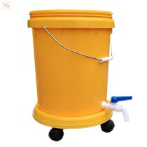 Plastic bucket with wheels thickened round with faucet water nozzle cover large water bucket 20L liters outdoor plastic bucket