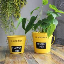Manufacturer Nordic iron art flower barrel small iron barrel tabletop minimalist flower pot containing barrel decorative floral balcony tin barrel
