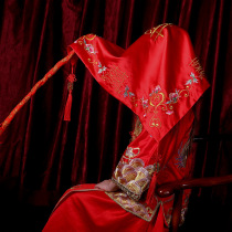 Red hijab bride Chinese embroidery flower wedding gift tassel hijab hiker dragon and phoenix hijab wedding celebration