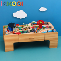 Wooden track remote control electric train toys wooden game table educational children Table boys and girls IKEA BRIO