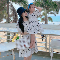 Spring pro-son dress female skirt 2022 summer new ocean gas girl retro wave point loose bubble sleeveless dress