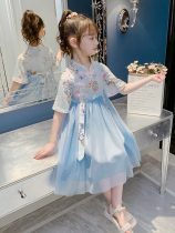 Chao brand Hanfu girl dress summer dress 2021 New Chinese style ancient costume summer childrens dress Princess dress childrens skirt