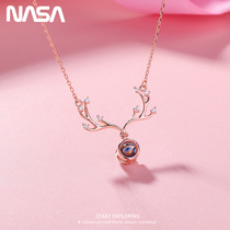 Antler neck chain female 925 sterling silver deer have you tide Net Red Girl collarbone pendant neck chain simple design