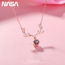 Antler neck chain female 925 sterling silver deer have you tide Net Red Girl collarbone pendant neck chain simple design