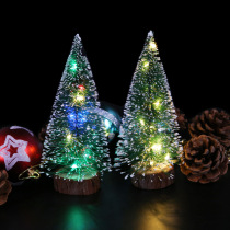 Christmas decorations Christmas desktop decoration Green White Frost with LED light pine needle powder mini Christmas tree