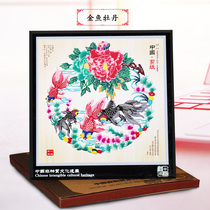  Weixian paper-cut window grille large 25 cm frame Chinese characteristics handmade paper-cut abroad gift crafts