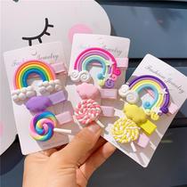 New Korean version Childrens web yarn Shredde Butterfly Knot Hair Clip Little Girl Baby Buart Pure Color BB Clip Hair Trim Side Clip