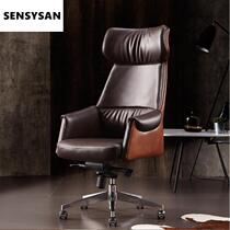 Business Italian light luxury simple comfortable big class Boss chair cowhide study computer chair President high-end brand