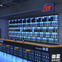Bar wine cabinet wrought wine rack wall-mounted restaurant industrial wind wall rack clear bar glowing bar wine rack