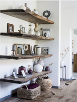 Wall shelf bookshelf TV cabinet kitchen lined solid wood separator original ecology for old log shelf Customized